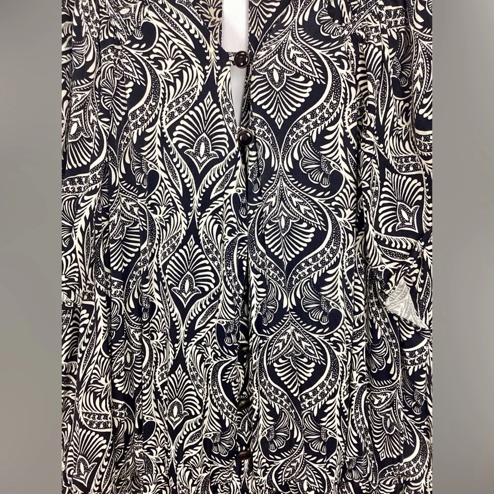 Anthropologie Zadie Black Printed button Jumpsuit Flutter sleeve Pockets - Picture 12 of 12